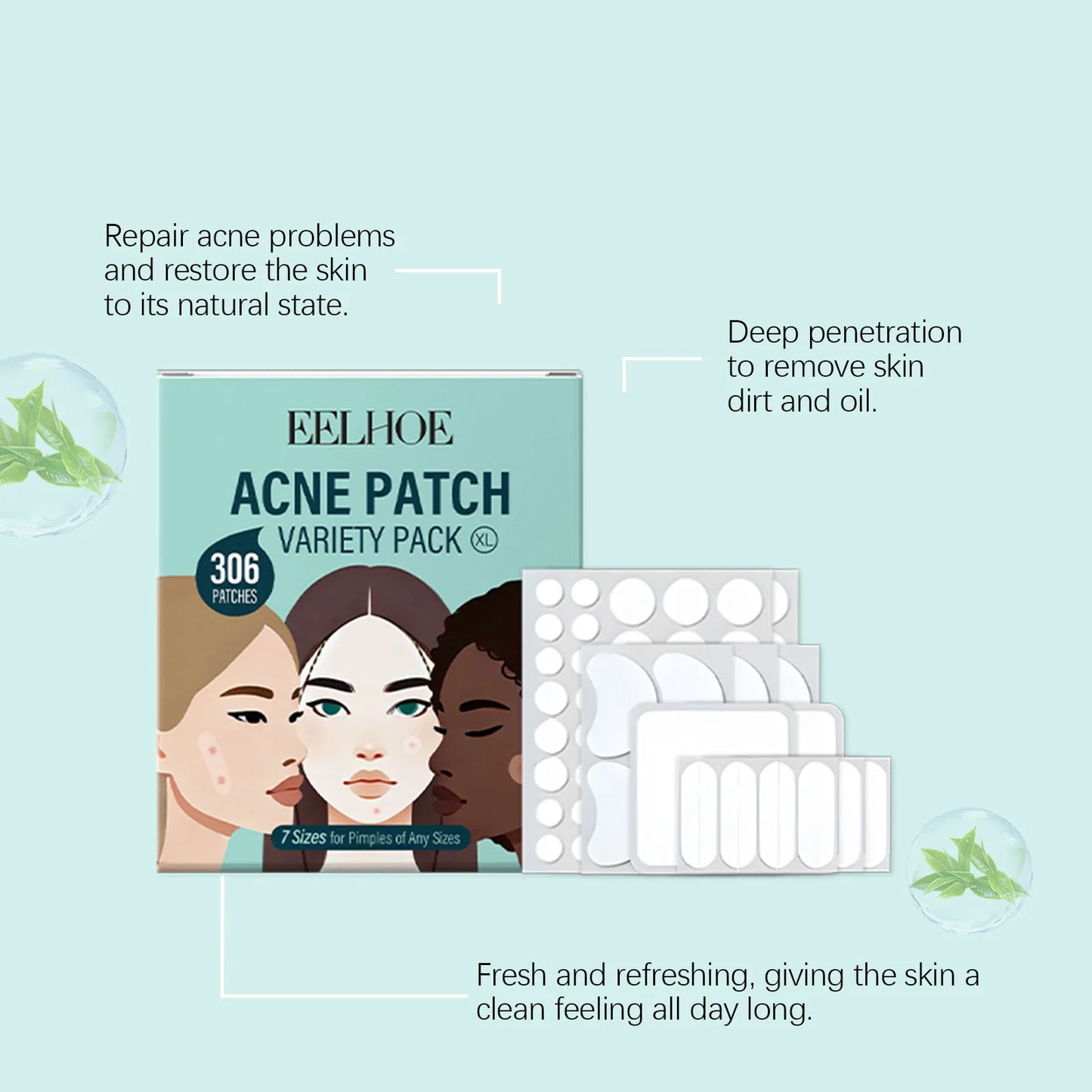 Patchs Anti-Acné Invisibles – Traitement Rapide aux Huiles Naturelles | 306 Patchs Professionnels